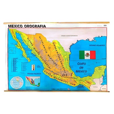 LAMINA PLASTIFICADA REPUBLICA MEXICANA OROGRAFIA CON BASTON