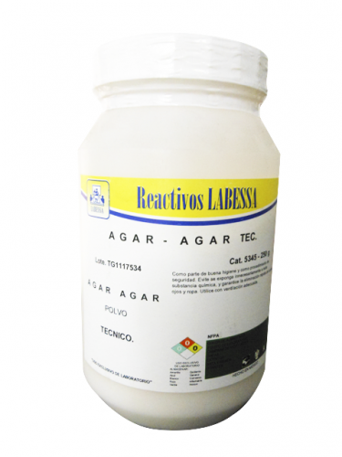 AGAR AGAR 500 G TEC.Fuerza de gel en agua 1.5% 200-350 g/cm2
