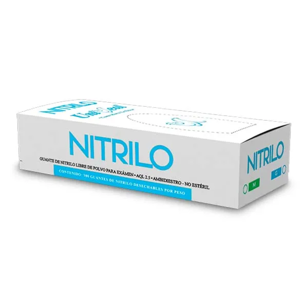 GUANTE NITRILO 3.5 LILA TEXTURIZADO LIBRE DE POLVO Marca UNISEAL
