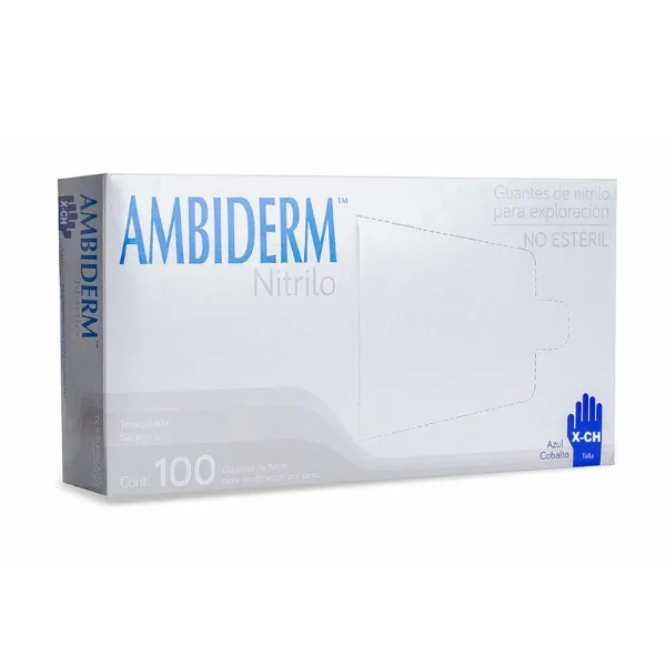 GUANTE NITRILO ROYAL AZUL 100 pza Marca AMBIDERM