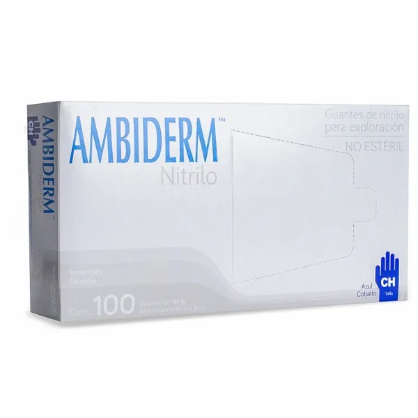 [GU1000-8001100] GUANTE NITRILO ROYAL AZUL 100 pza Marca AMBIDERM (Ch)