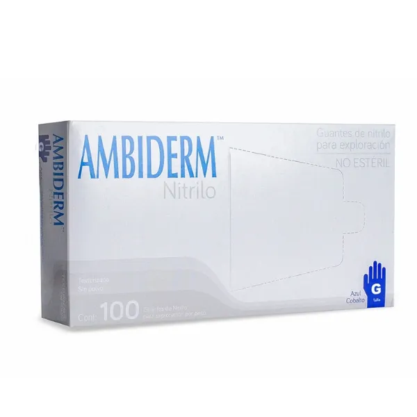 GUANTE NITRILO ROYAL AZUL 100 pza Marca AMBIDERM