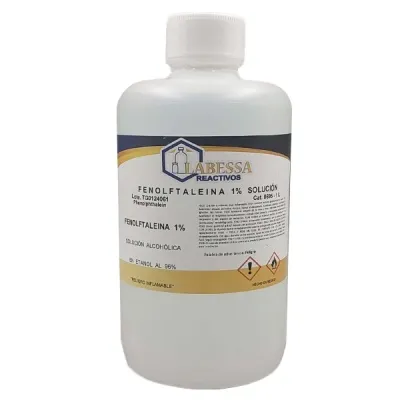 [FE0715] FENOLFTALEINA SOLUCION ALCOHOLICA 1% (EN ETANOL 96%) Marca LABESSA (1 Lts)