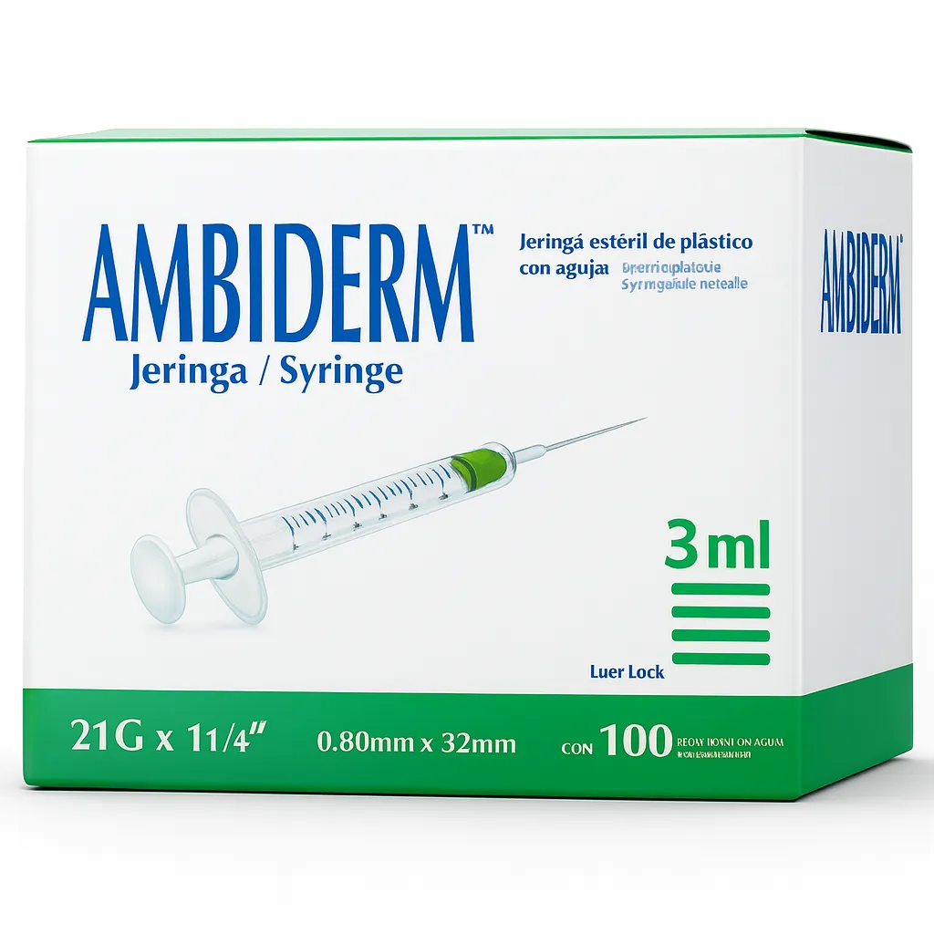 JERINGA 21GX32MM CON 100 PZS. Marca AMBIDERM