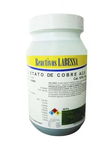 [CO0280] COBRE ACETATO ACS (CUPRICO)CRIST. Marca LABESSA (100 Gr)