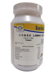 [CO0610] COBRE LAMINA (ELECTROLITICO)A.C.S. Marca LABESSA (100 Gr)