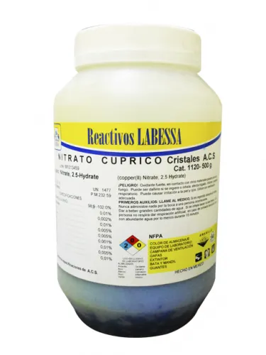 [CO0730] COBRE NITRATO A.C.S. (CUPRICO) Marca LABESSA (100 Gr)