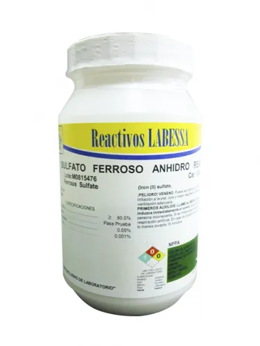 [FE1230] FERROSO SULFATO ANH. RVO. POLVO (SULFATO DE HIERRO II) Marca LABESSA (25 Gr)