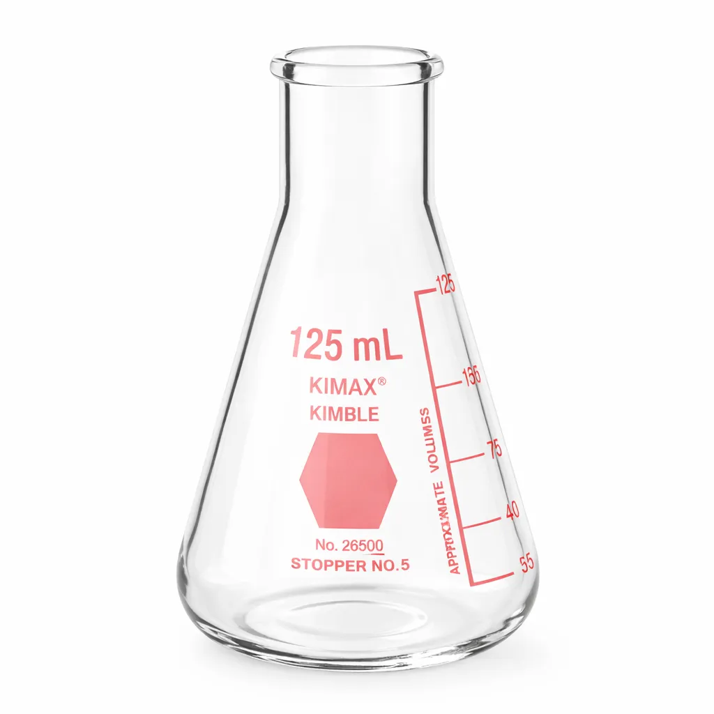 MATRAZ ERLENMEYER KIMAX DEC.ROJO Marca KIMAX  125 Ml