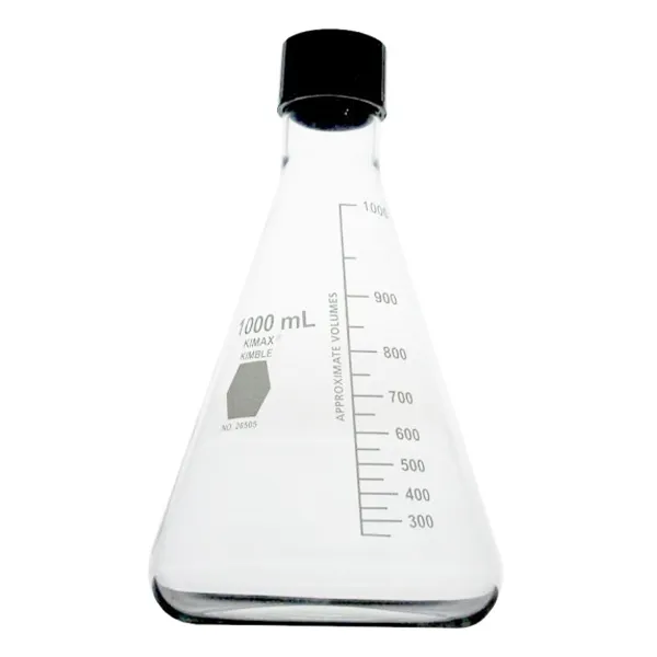 MATRAZ ERLENMEYER CON TAPON DE ROSCA Marca KIMAX  1 Lts