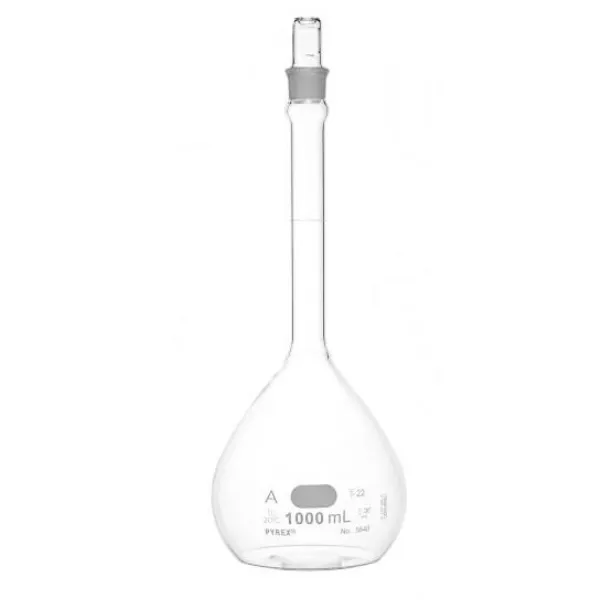 MATRAZ VOLUMETRICO CLASE A CON TAPON CONICO Marca PYREX  1000 Ml