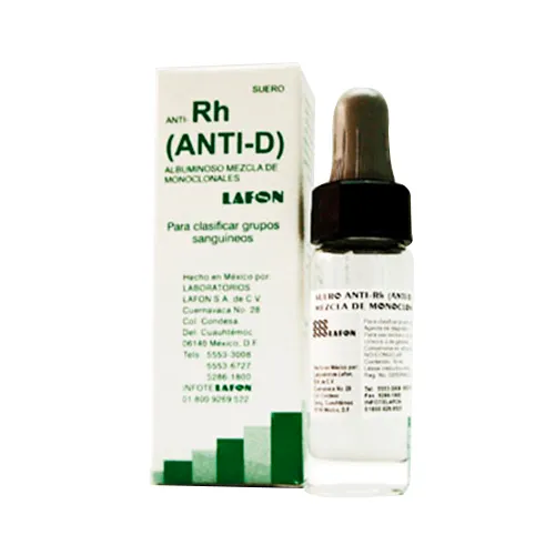 SUERO ANTI D (RH) 10 ml MONOCLONAL Marca LAFON