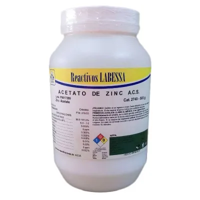[ZI0555] ZINC ACETATO ACS CRISTALES DIHIDR Marca LABESSA  250 Gr