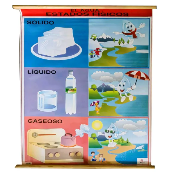 LAMINA PLASTIFICADA LOS 3 ESTADOS DEL AGUA CON BASTON Marca LABESSA