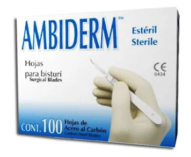 [NA0563] NAVAJA P/BISTURI #22 C/100P ACERO AL CARBON Marca AMBIDERM