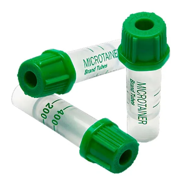[TU9338] TUBO MICROTAINER TAPON VERDE CON HEPARINA LIT Marca BD